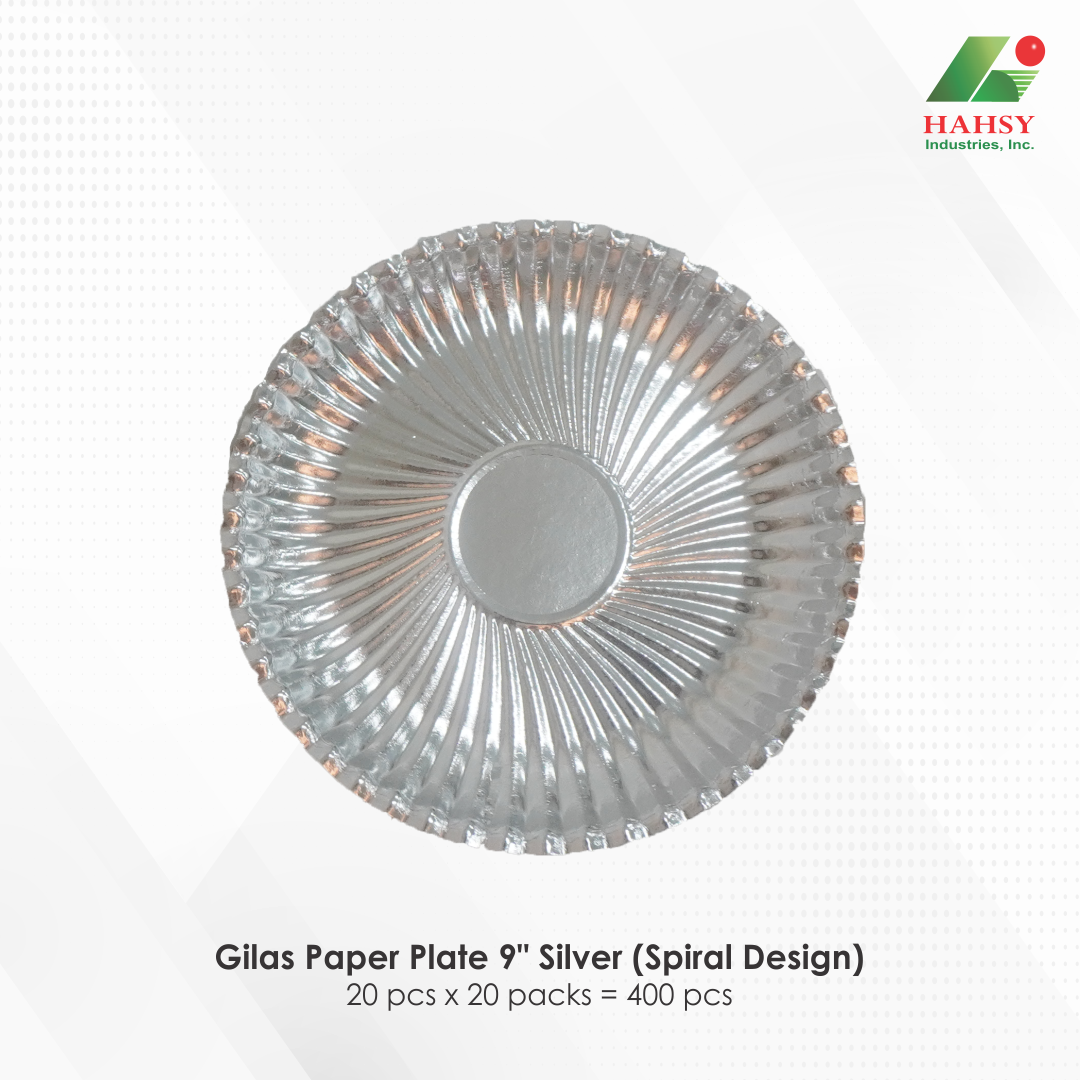 01 Gilas Paper Plate 9 Silver (Spiral Design)