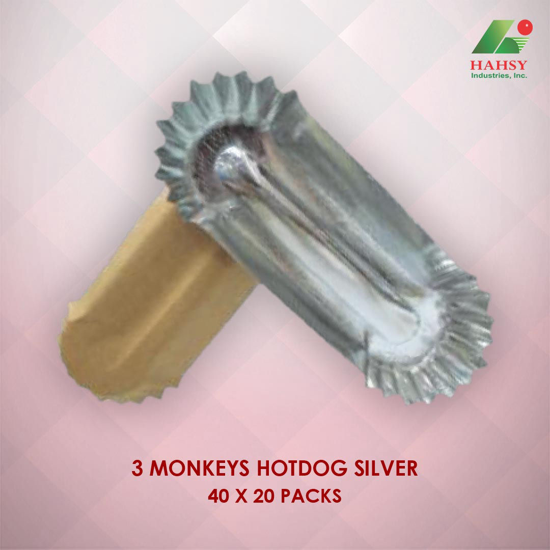 3 Monkeys Hotdog Paper Tray Silver 40x20 Packs