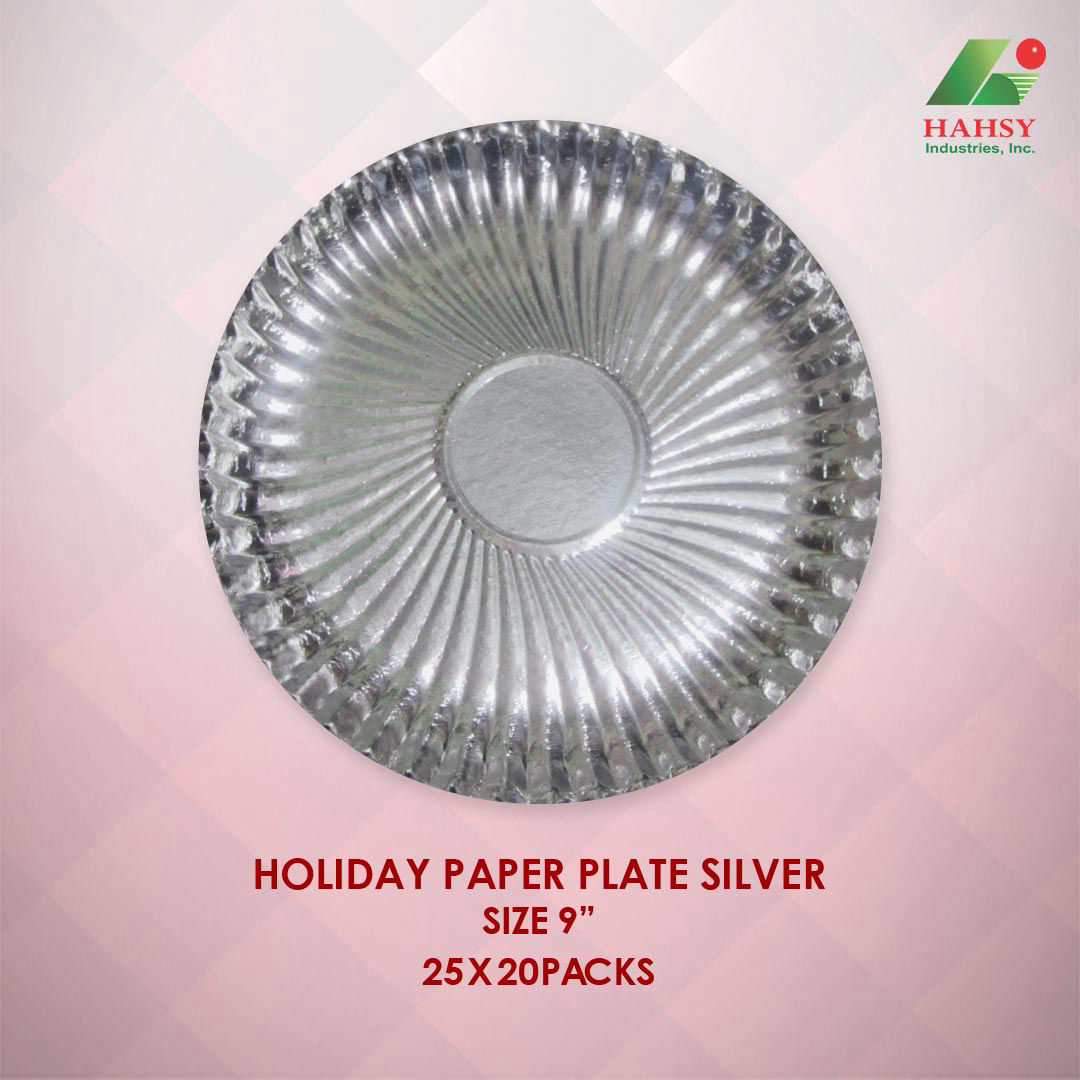 Holiday Paper Plate Silver 9 inches 25x20 Packs