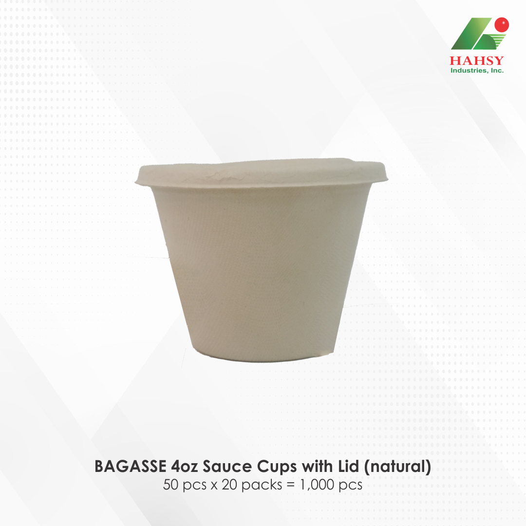 03 BAGASSE 4oz Sauce Cups with Lid (natural)