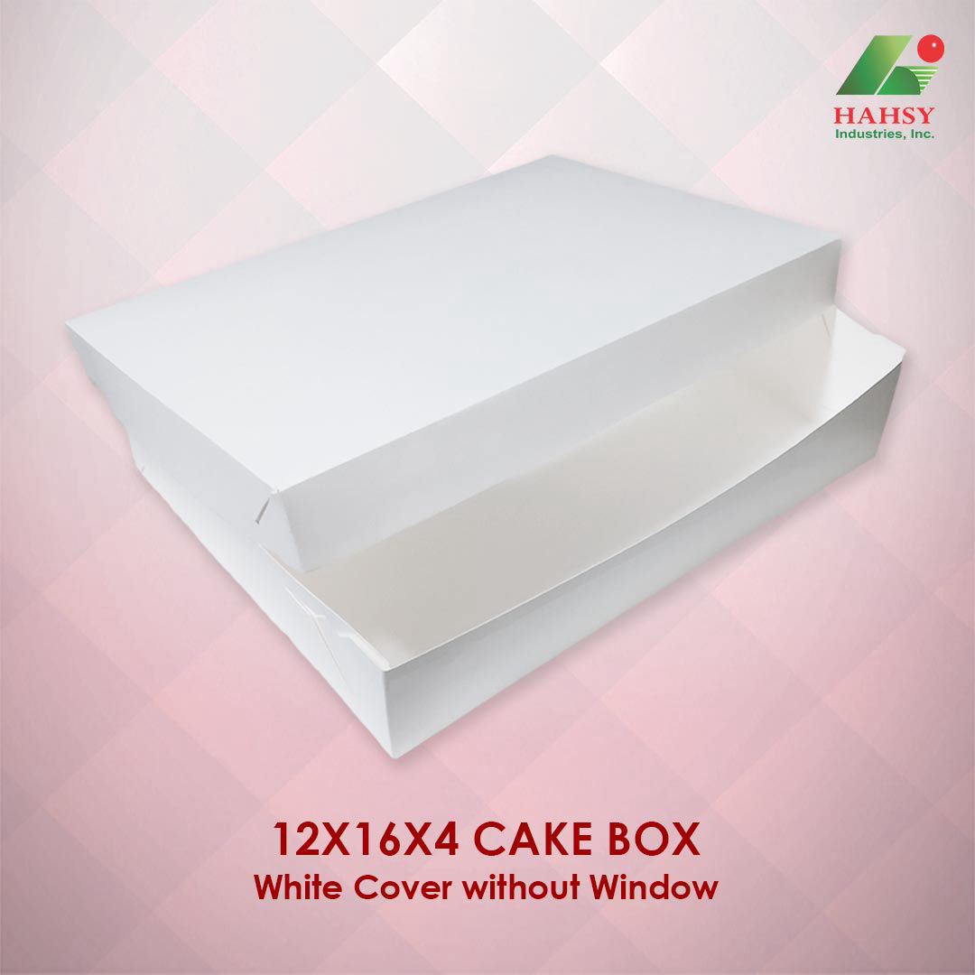 12X16X4 Cake Box White Cover Without Window