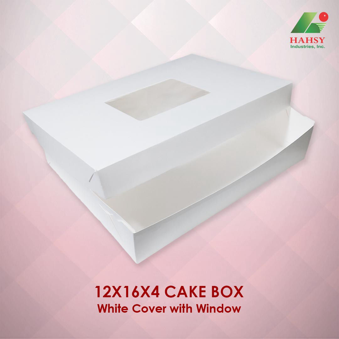 12X16X4 Cake Box White Cover With Window