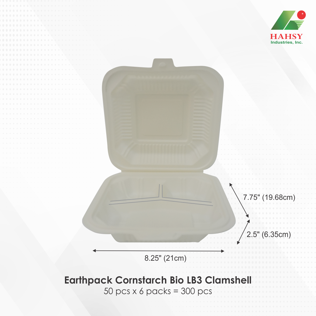 06 Earthpack Cornstarch Bio LB3 Clamshell