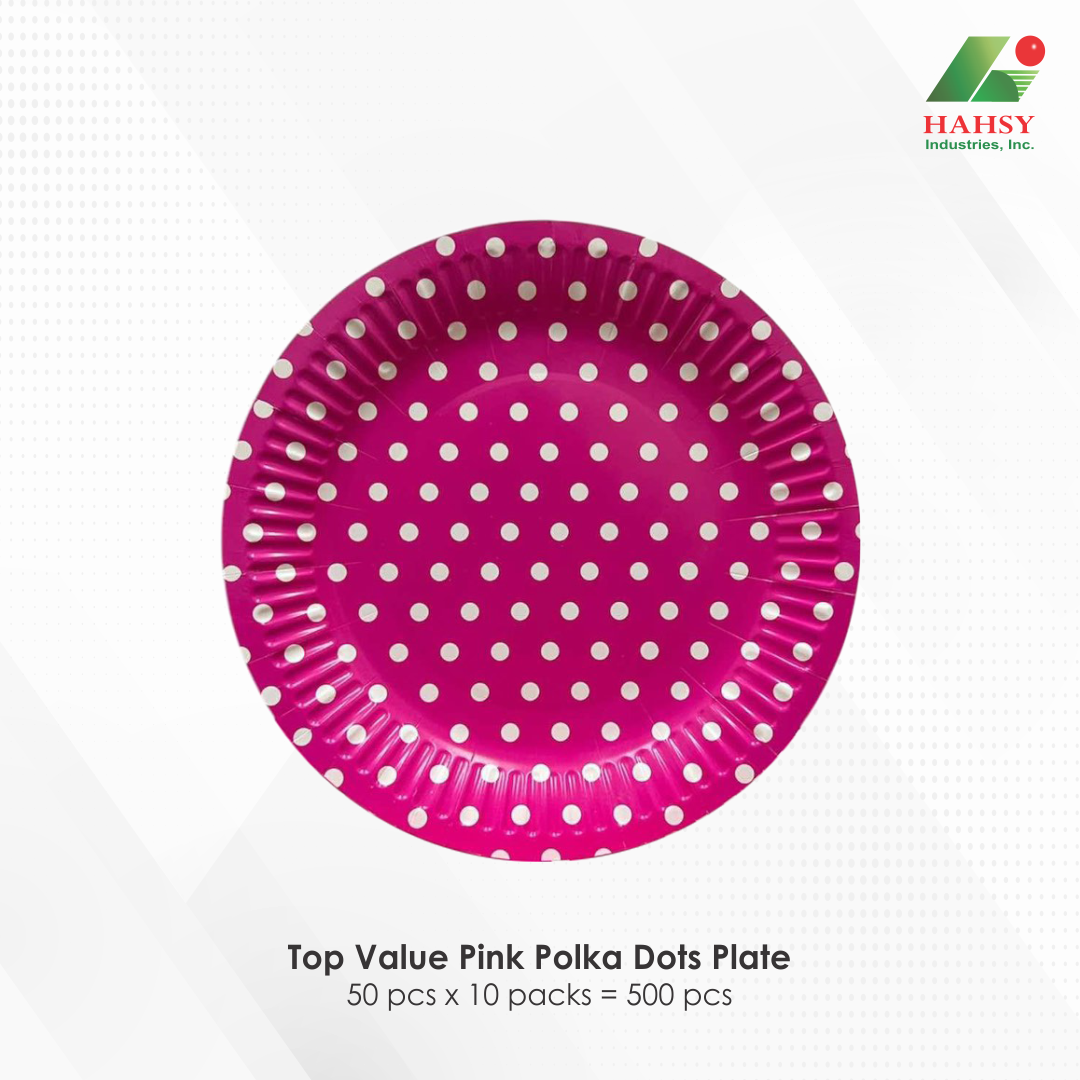 06 Top Value Pink Polka Dots Plate