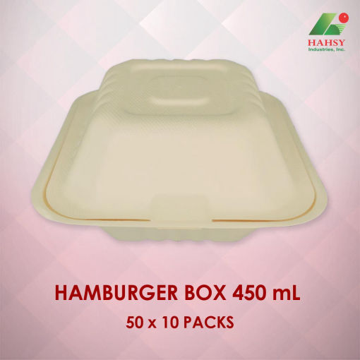 Sugarcane Bagasse Hamburger Box 450ml 50x10 Packs