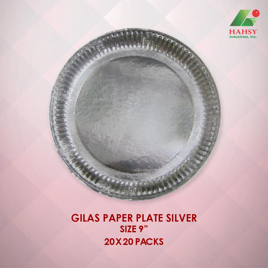 Gilas Paper Plate Silver 9 inches 20x20 Packs