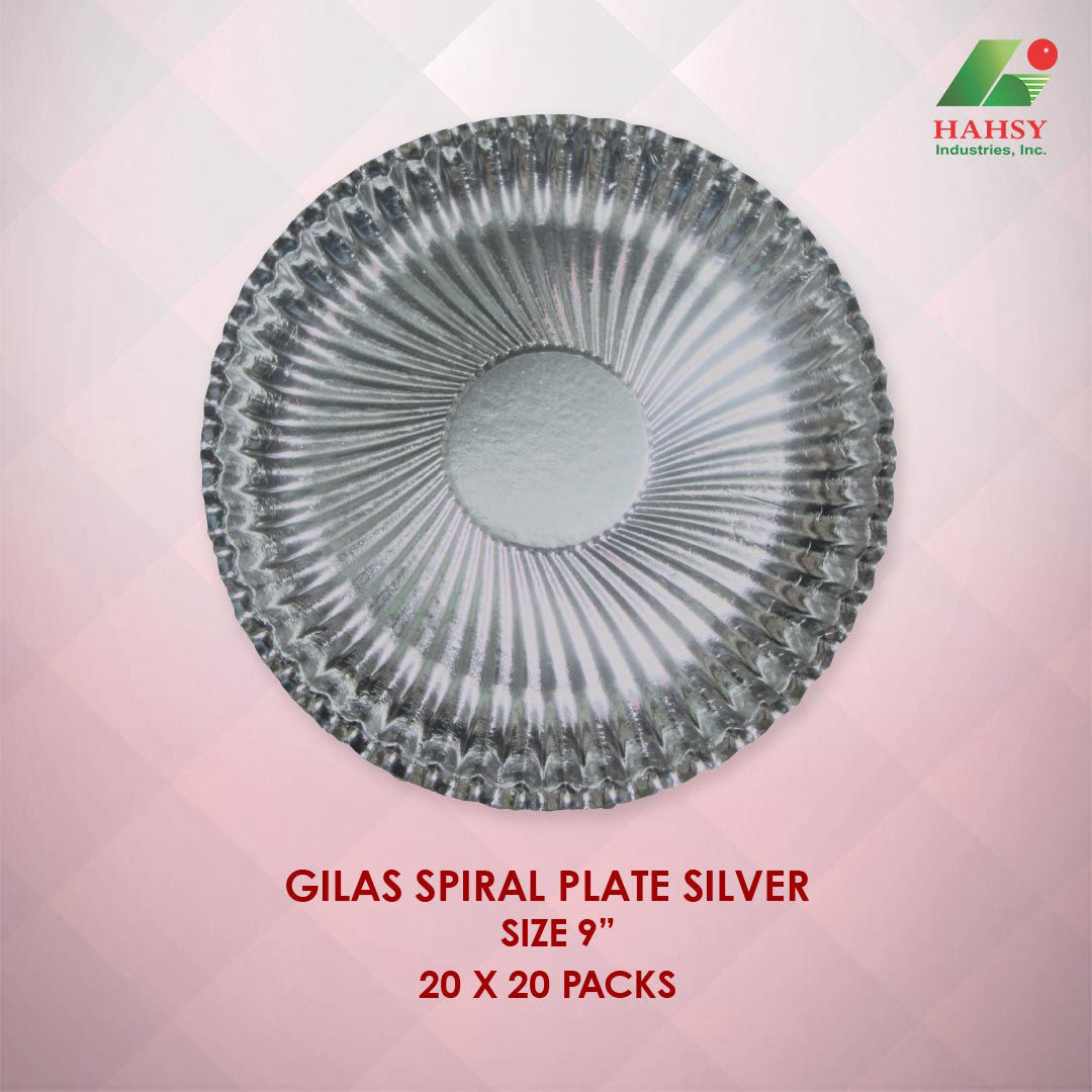 Gilas Spiral Paper Plate Silver 9 inches 20x20 Packs