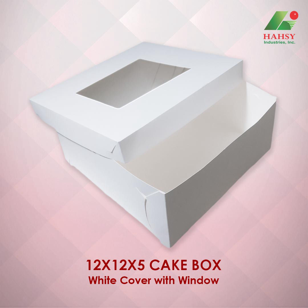 12X12X5 Cake Box White Cover With Window