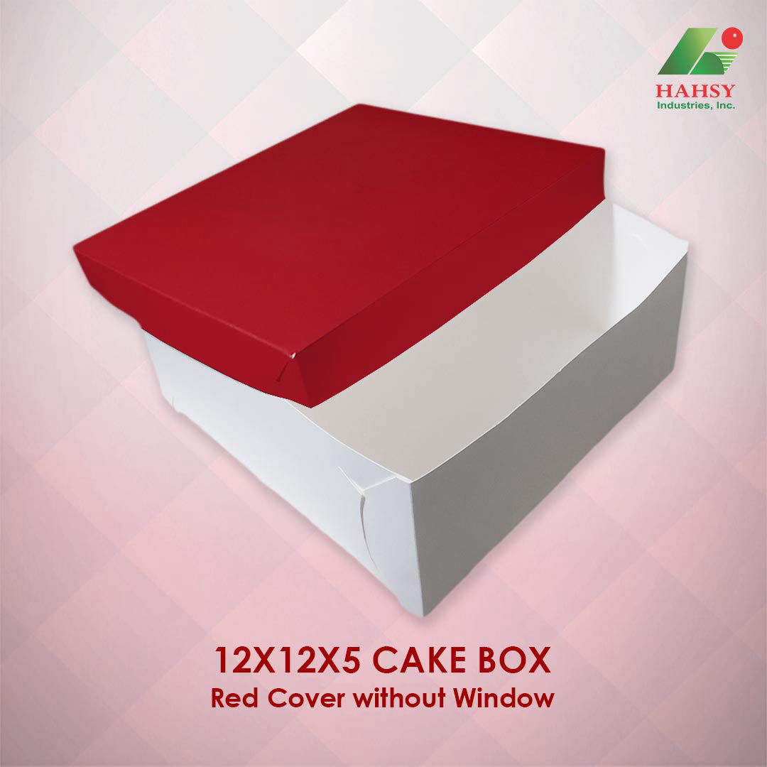 12X12X5 Cake Box Red Cover Without Window