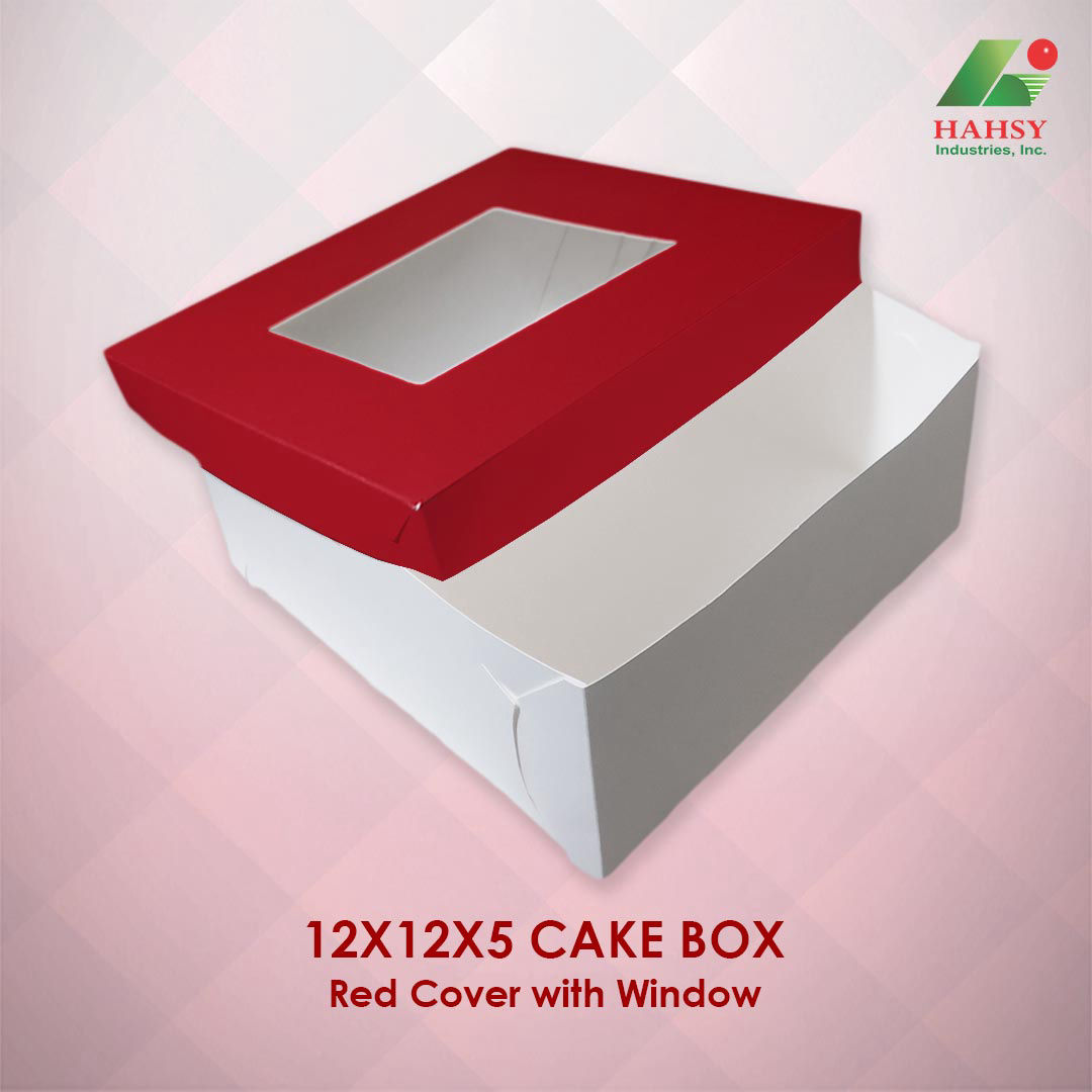 12X12X5 Cake Box Red Cover With Window