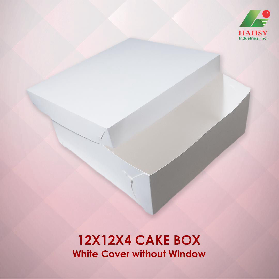 12X12X4 Cake Box White Cover Without Window