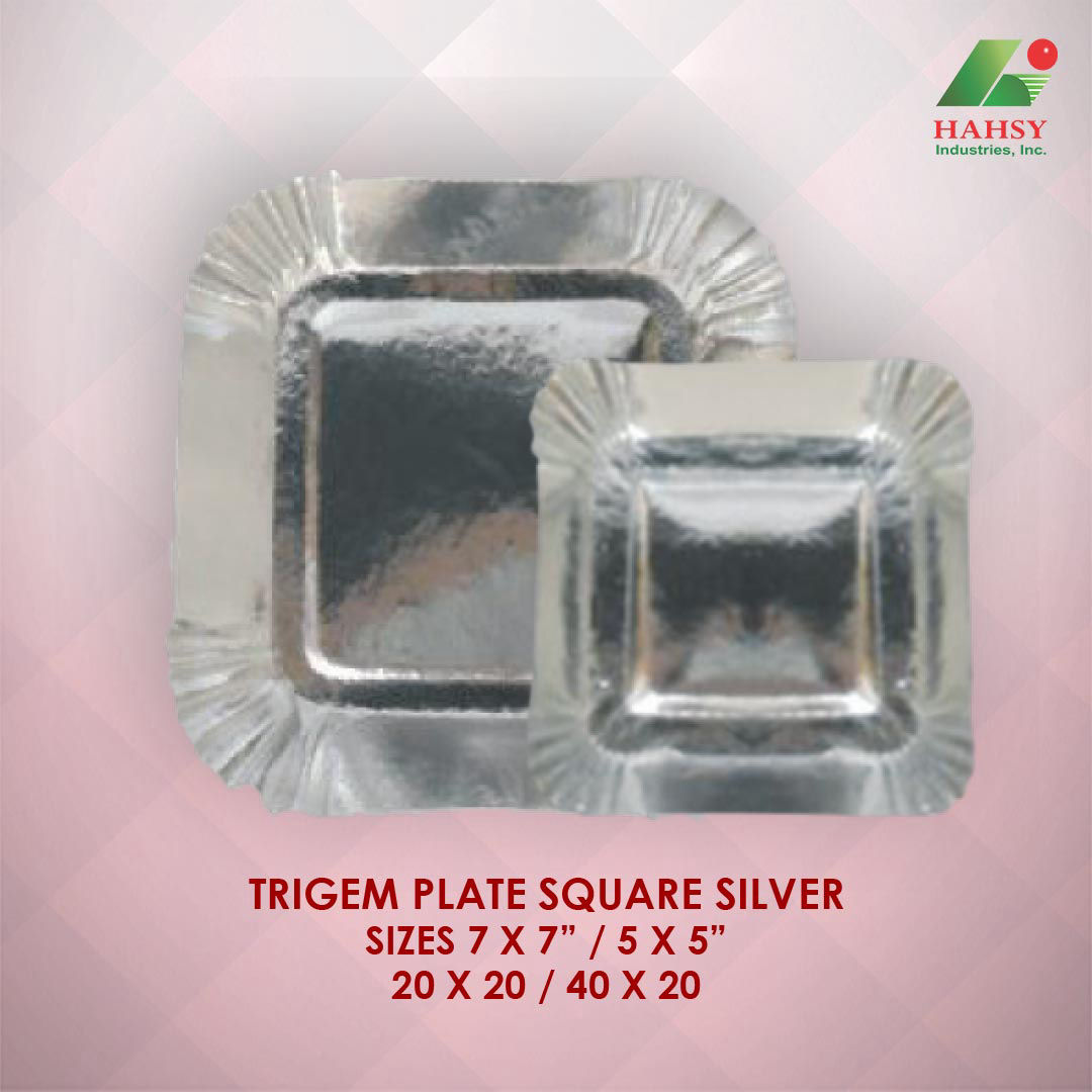 Trigem Paper Plate Square SIlver 7x7 and 5x5 inches 20x20 and 40x20 Packs