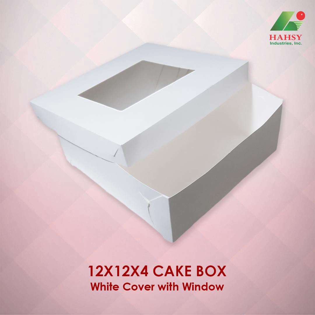 12X12X4 Cake Box White Cover With Window