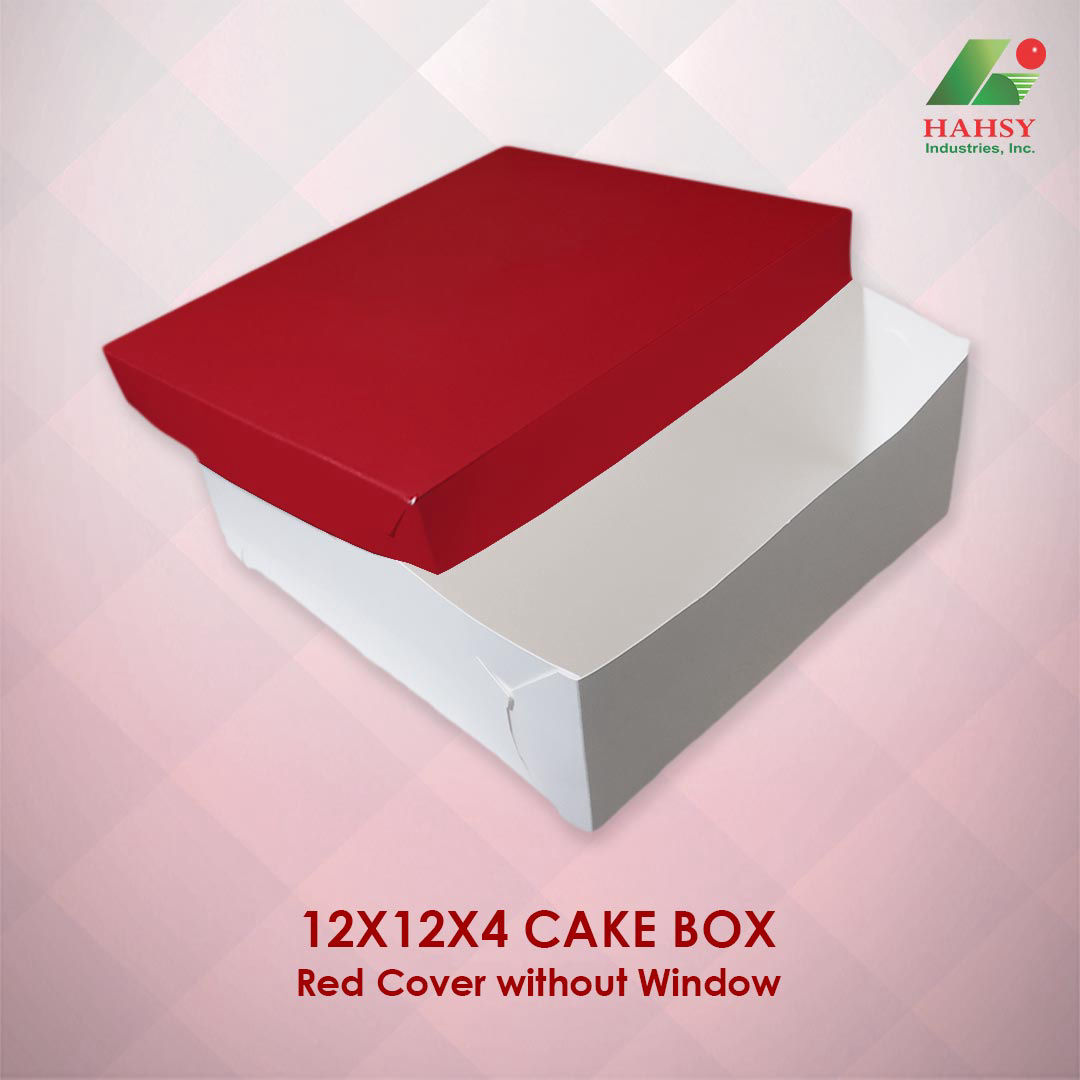 12X12X4 Cake Box Red Cover Without Window