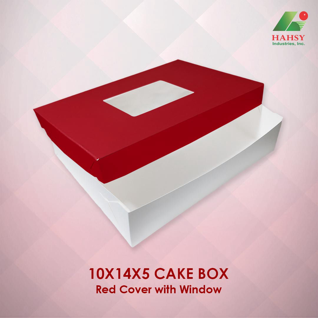 10X14X5 Cake Box Red Cover With Window