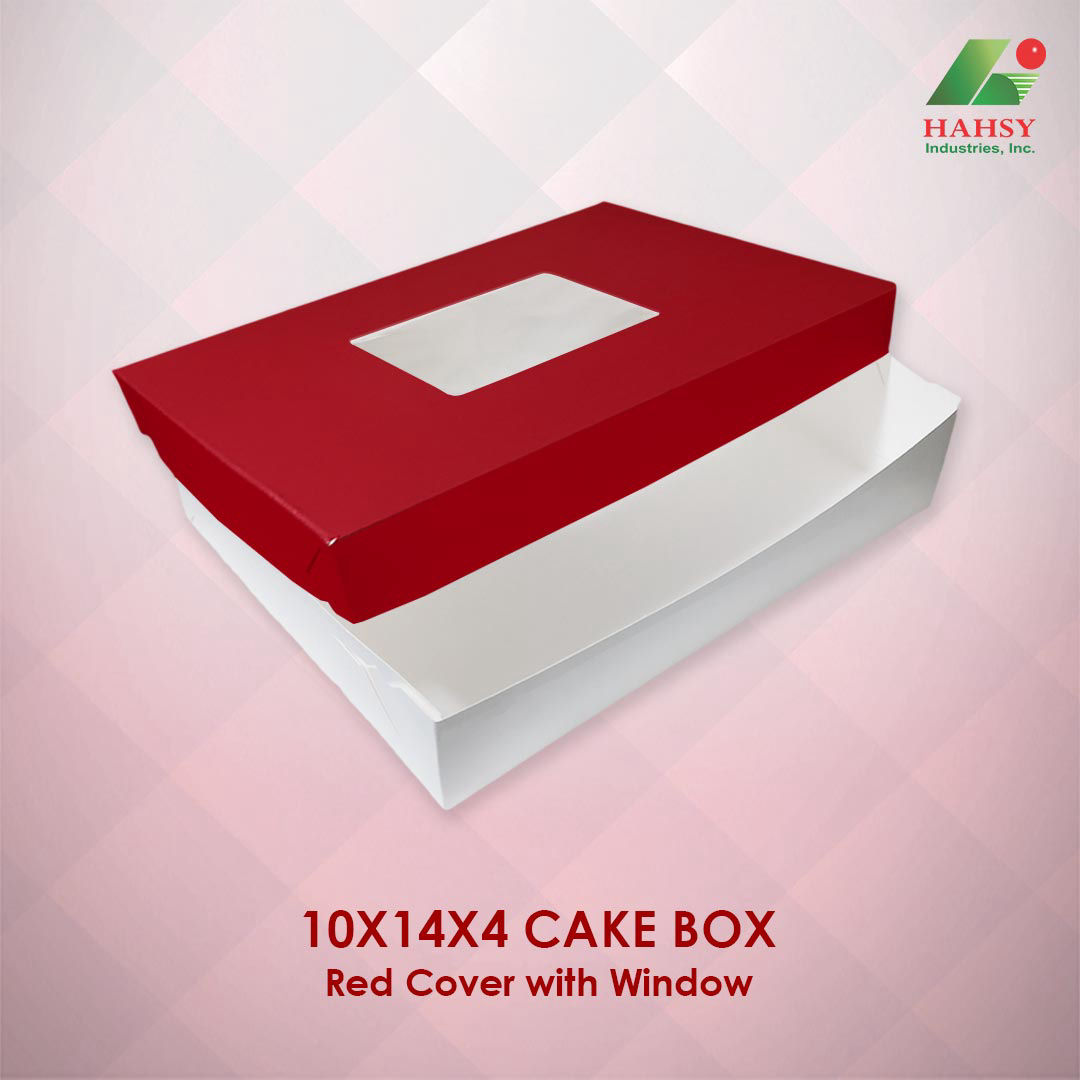 10X14X4 Cake Box Red Cover With Window