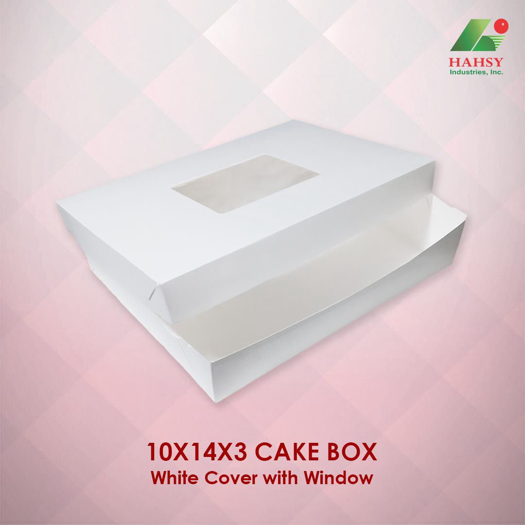 10X14X3 Cake Box White Cover With Window