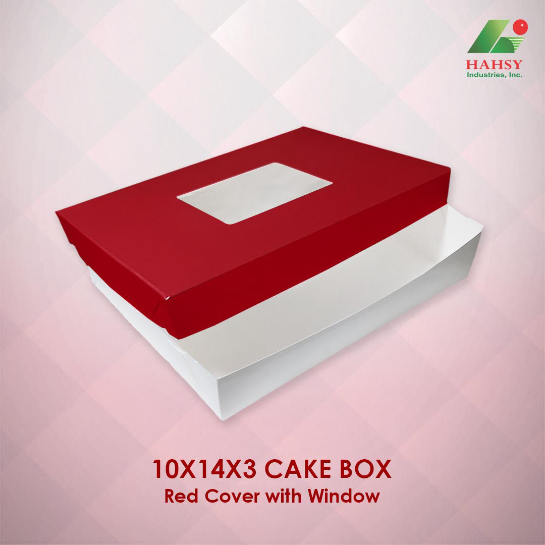 10X14X3 Cake Box Red Cover With Window