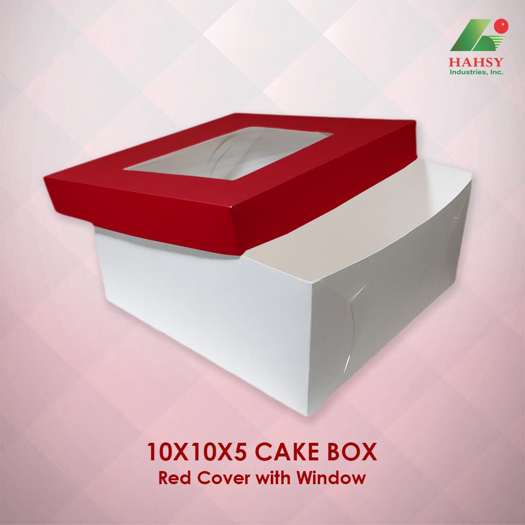 10X10X5 Cake Box Red Cover With Window