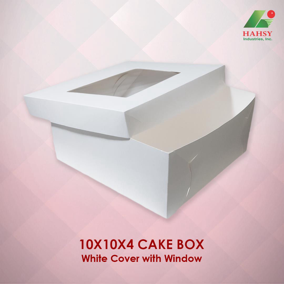 10X10X4 Cake Box White Cover With Window