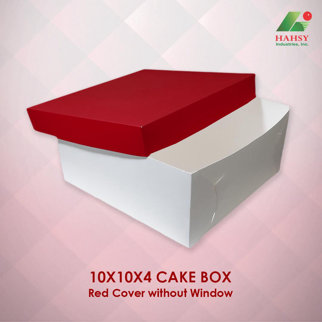 10X10X4 Cake Box Red Cover Without Window