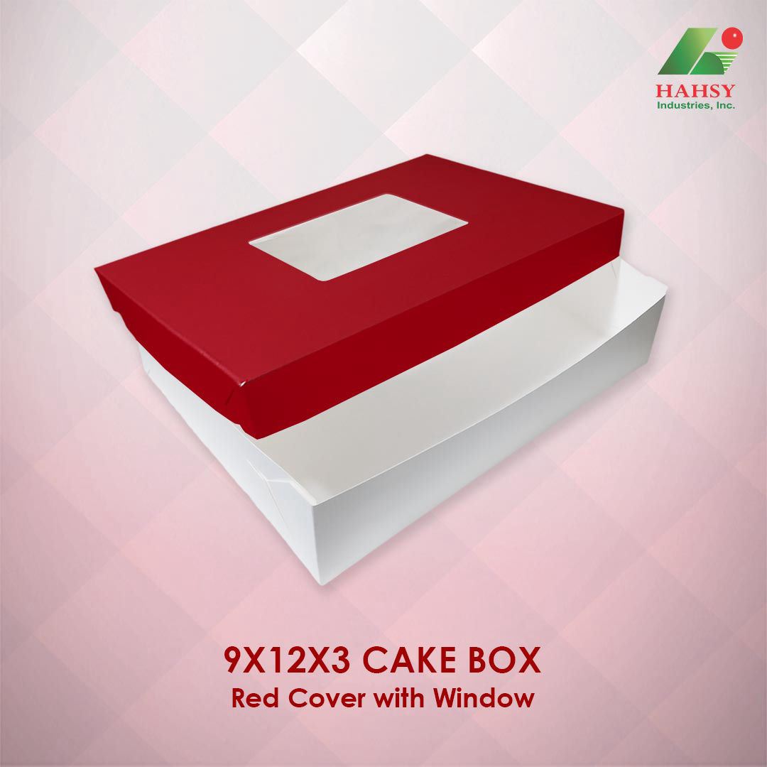 9X12X3 Cake Box Red Cover With Window