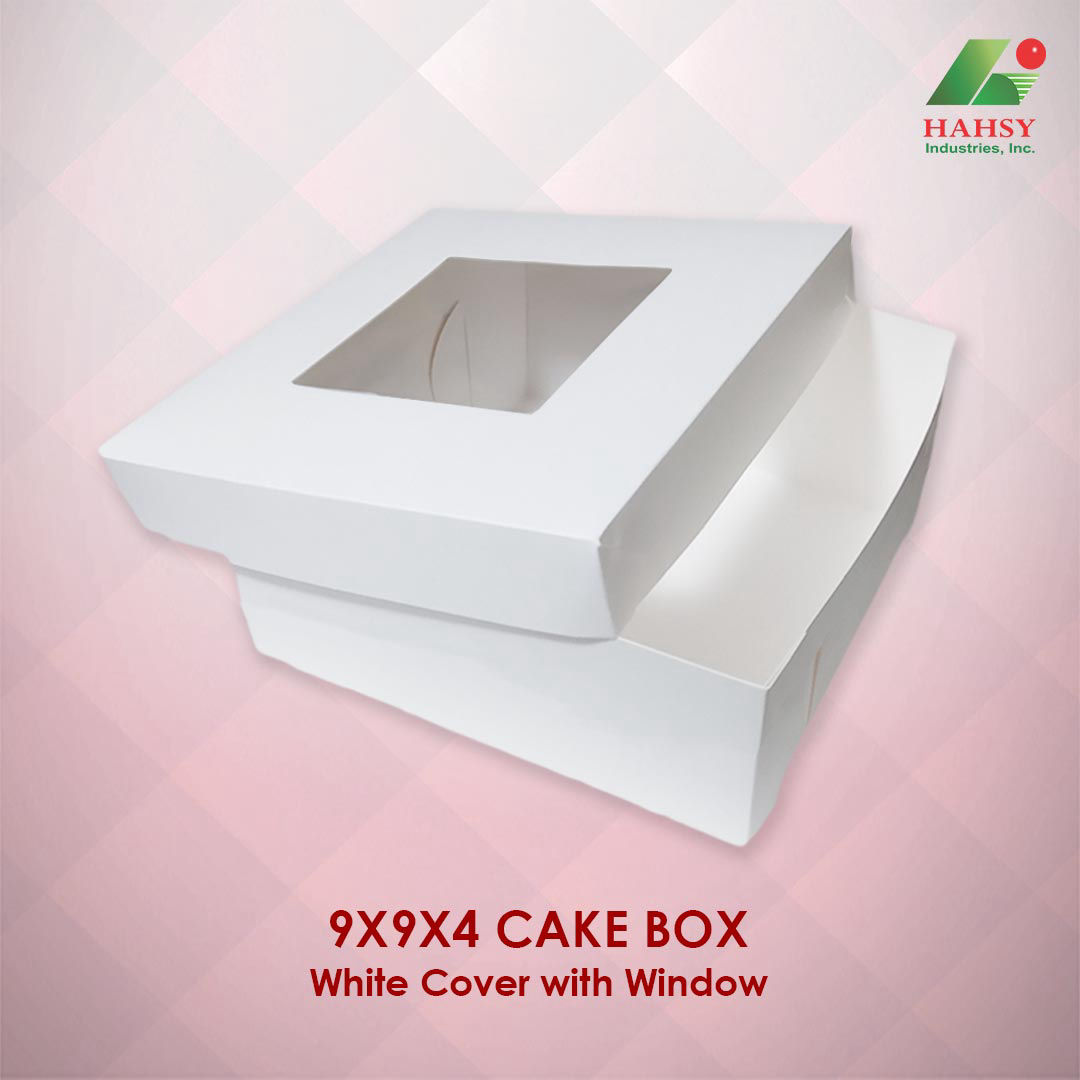 9X9X4 Cake Box White Cover With Window