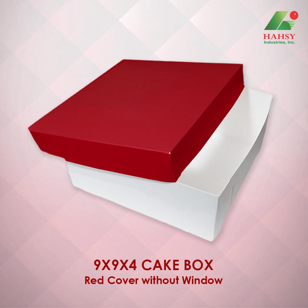 9X9X4 Cake Box Red Cover Without Window