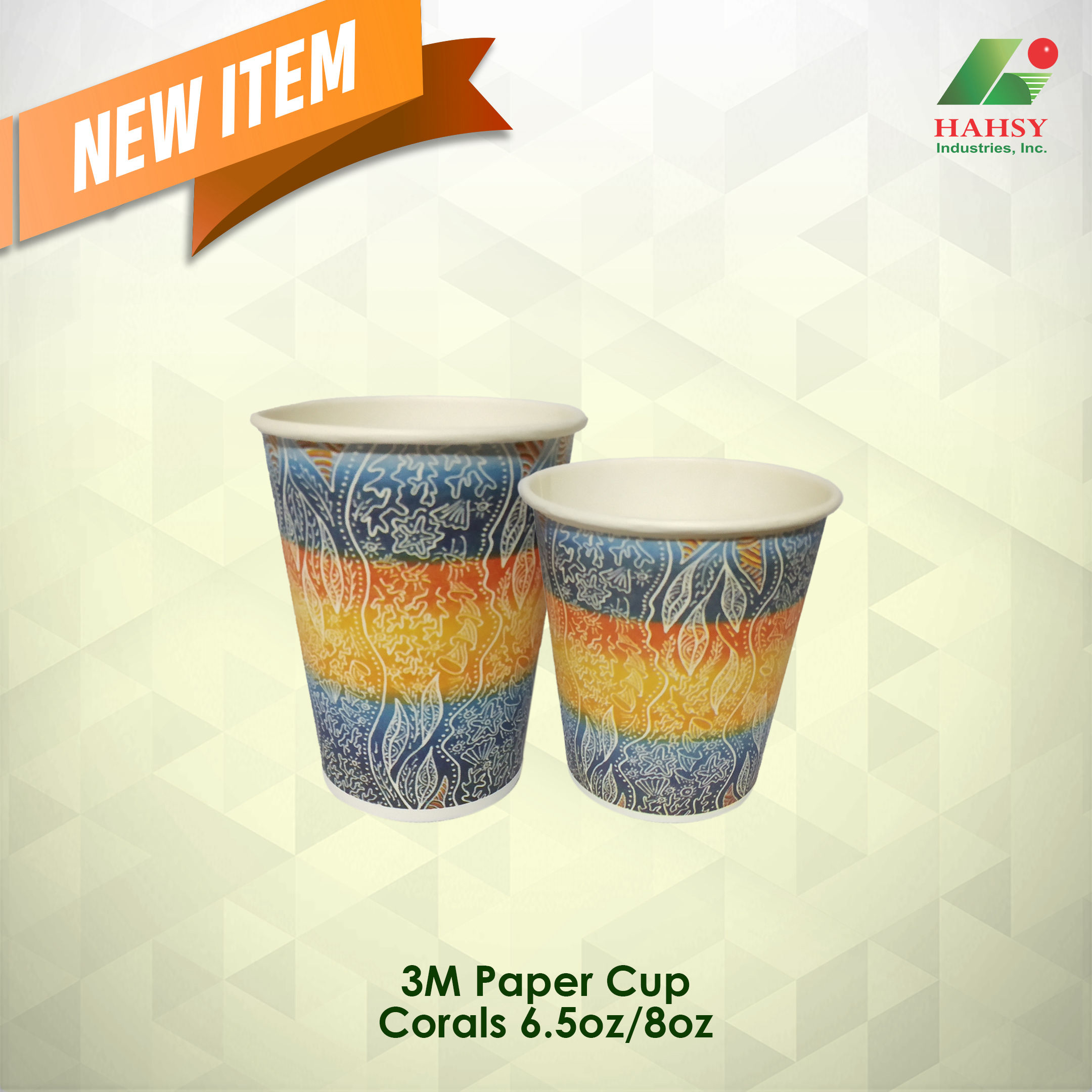 3M Paper Cup Corals 6.5oz 8oz