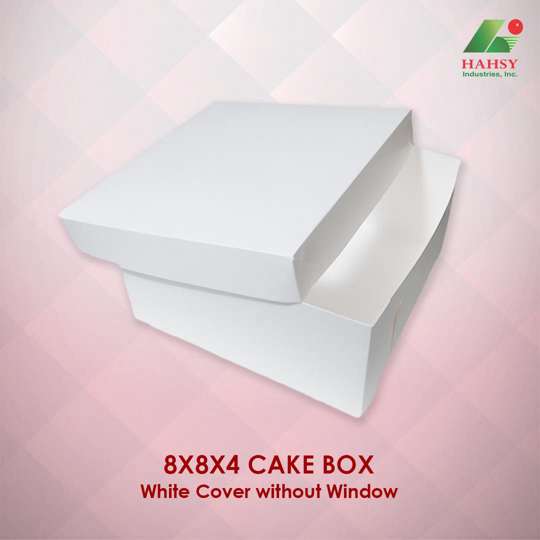 8X8X4 Cake Box White Cover Without Window