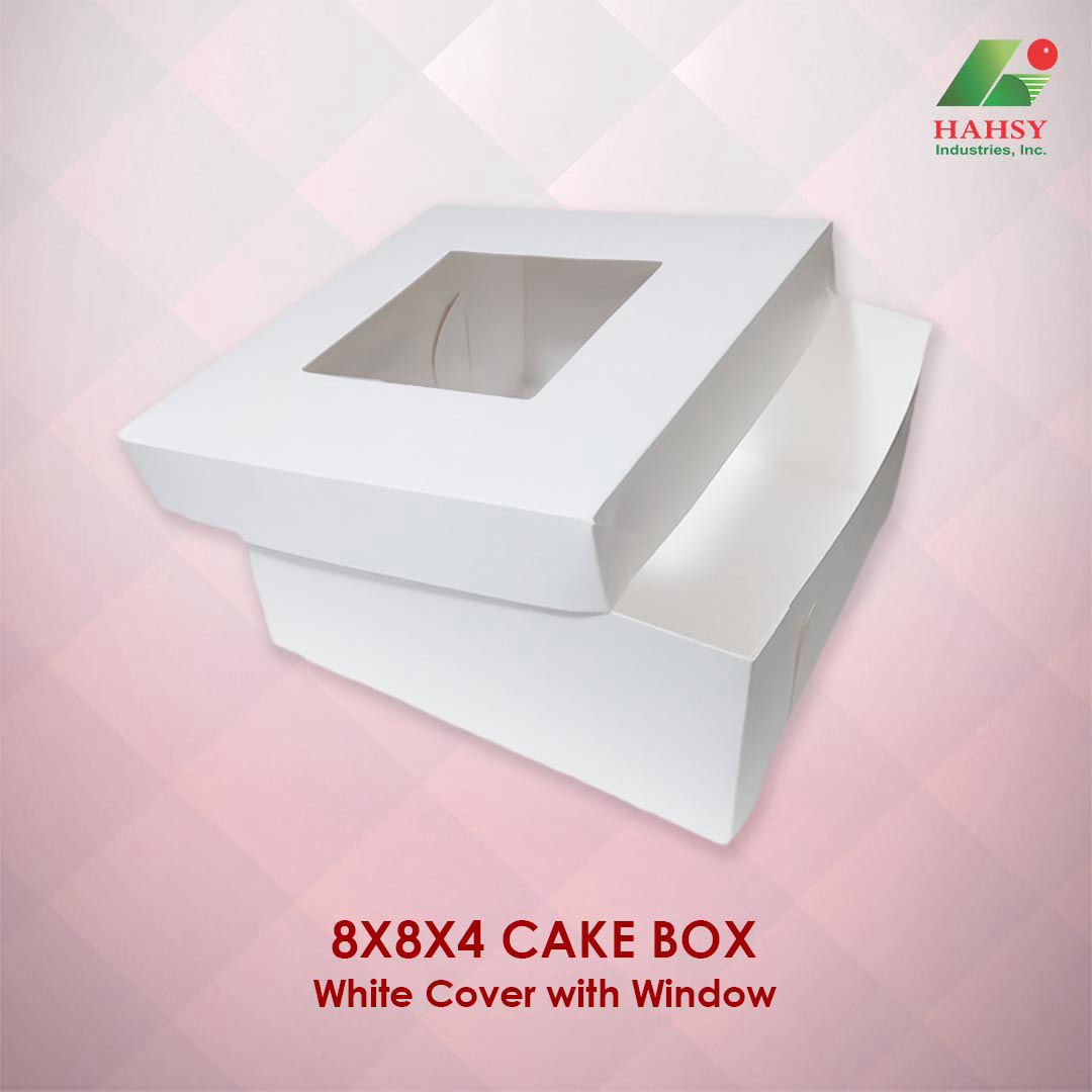 8X8X4 Cake Box White Cover With Window