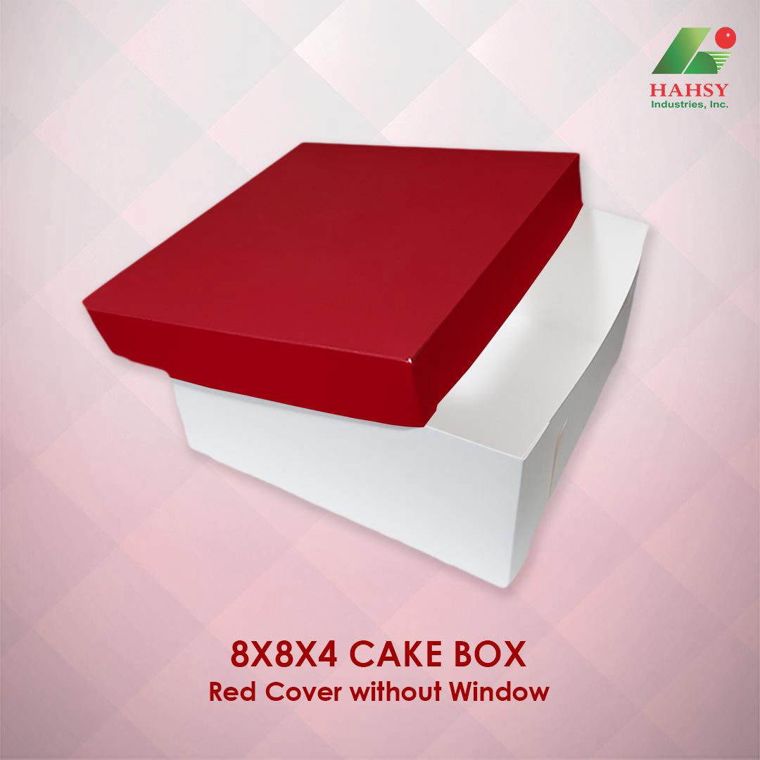 8X8X4 Cake Box Red Cover Without Window