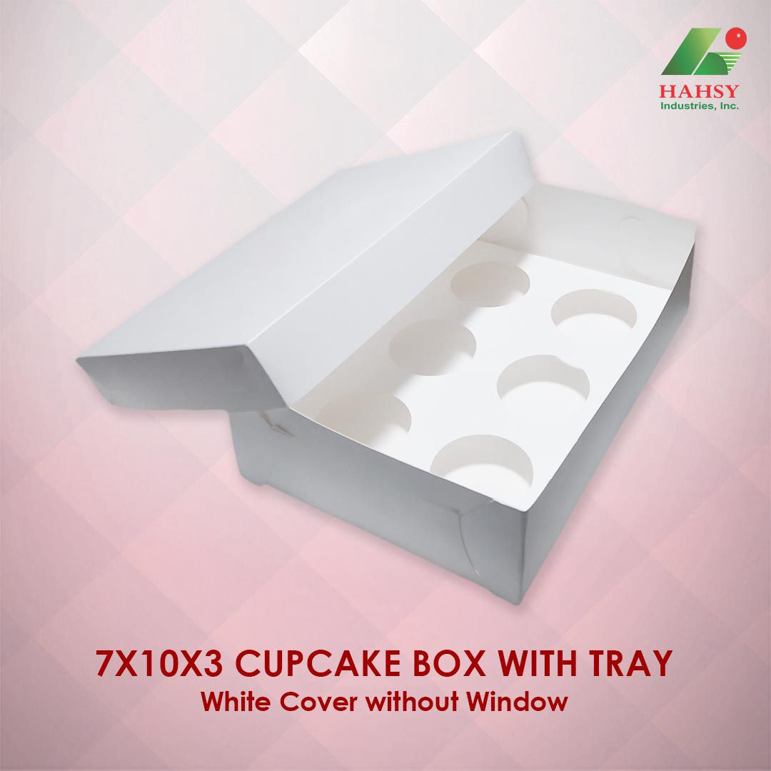 7X10X3 Cupcake Box with Tray White Cover Without Window