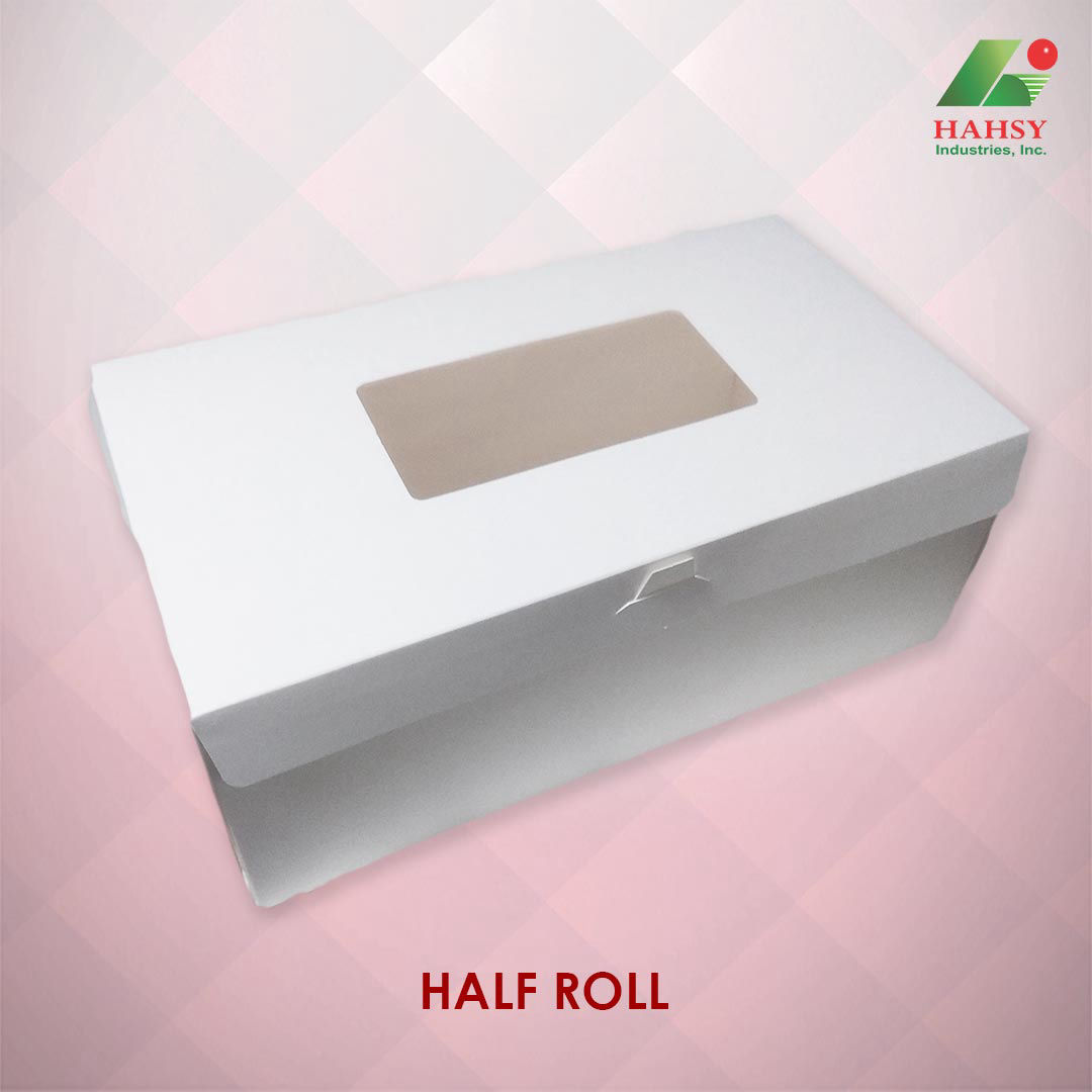 Half Roll Cake Box White with Window