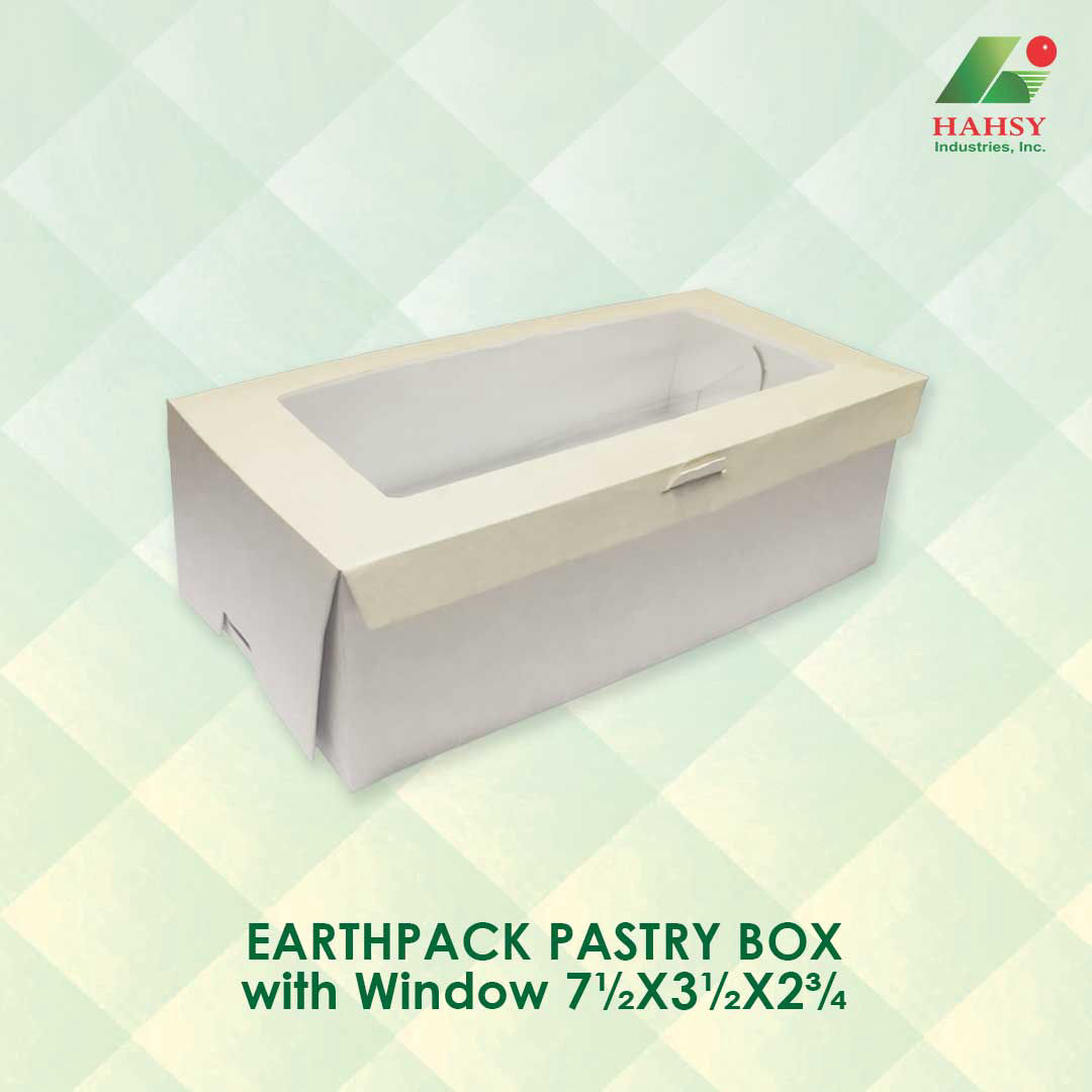 EARTHPACK Pastry Box with Window 7.5X3.5X2.75