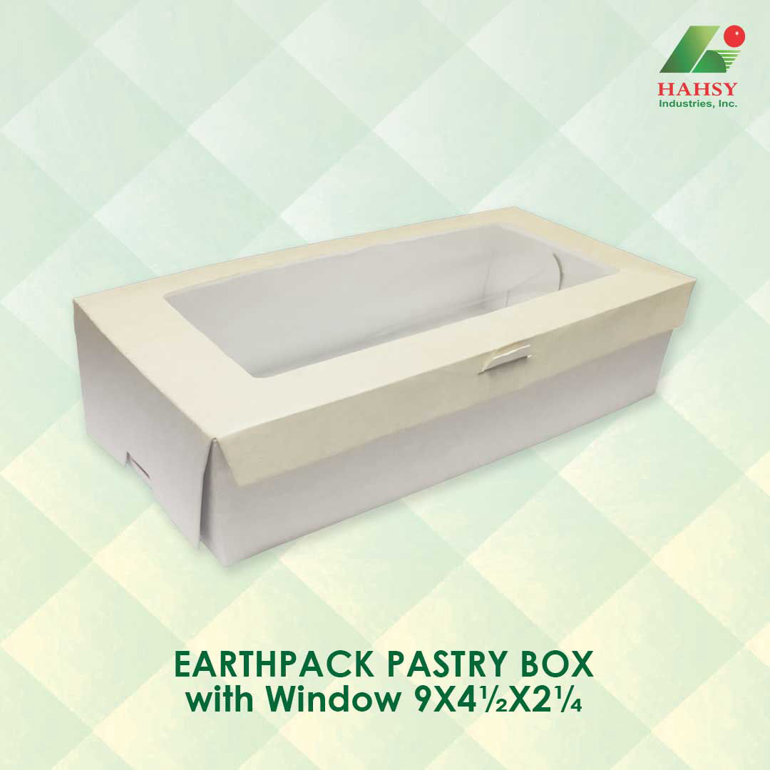 EARTHPACK Pastry Box with Window 9X4.5X2.25