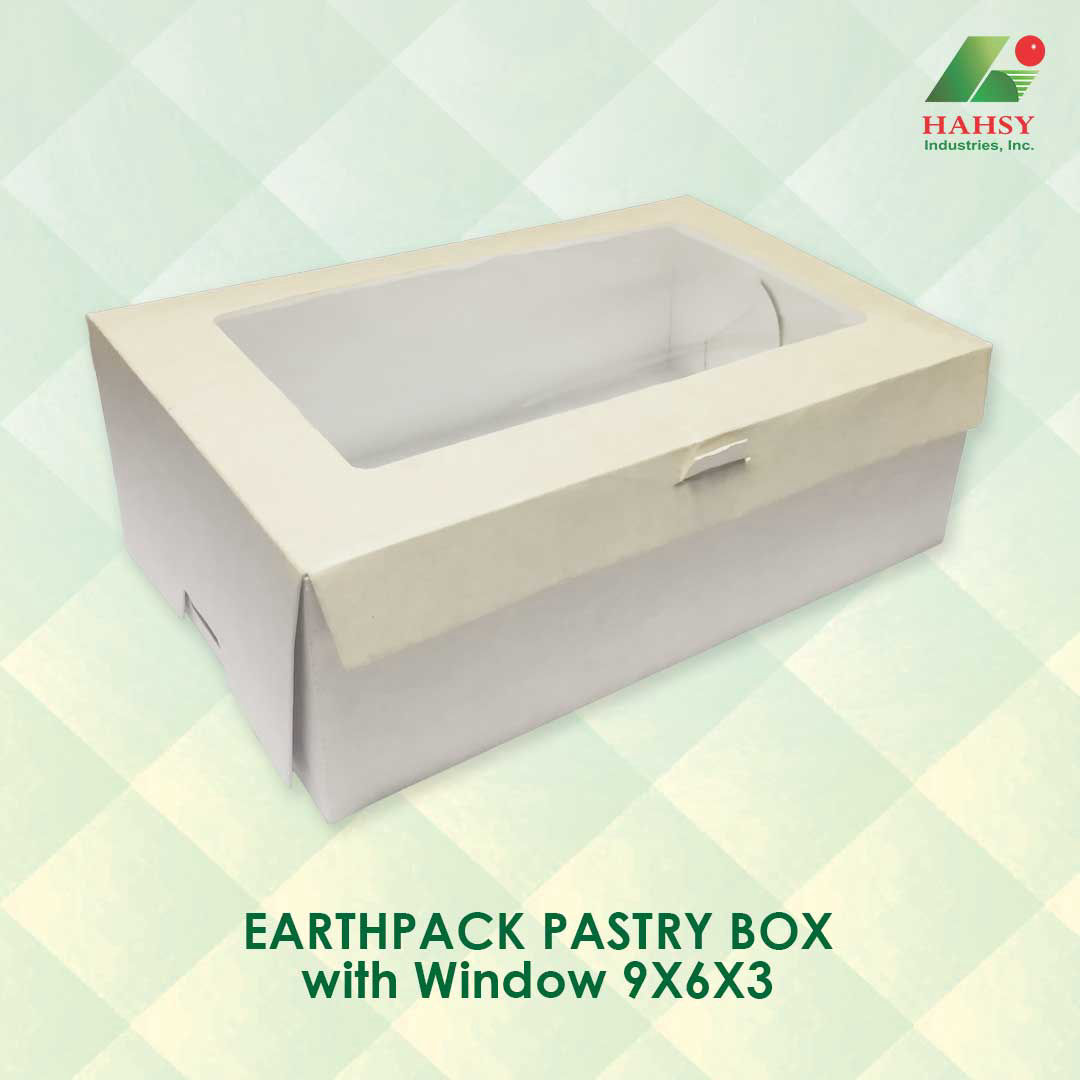 EARTHPACK Pastry Box with Window 9X6X3