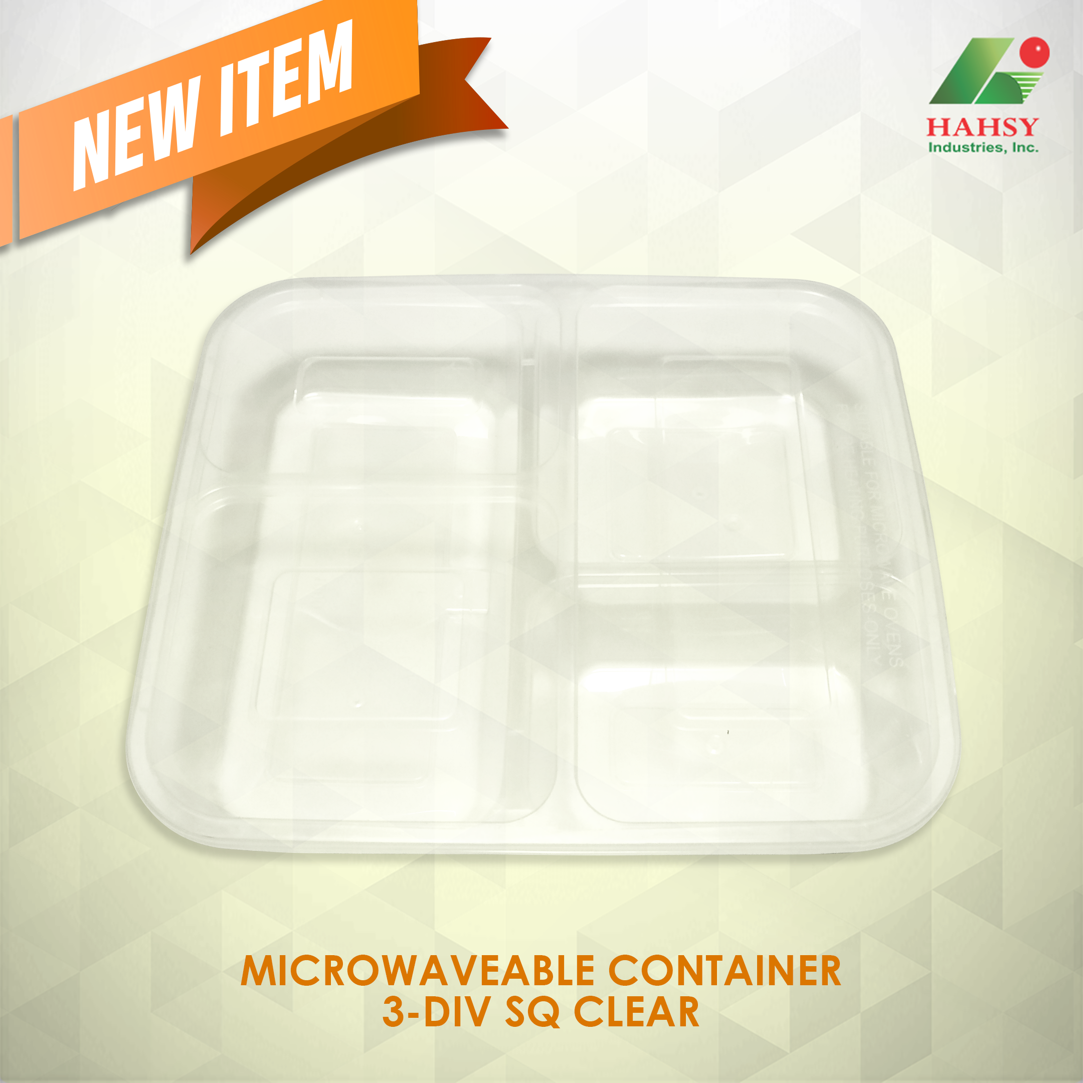 MICROWAVEABLE CONTAINER 3-DIV SQ CLEAR