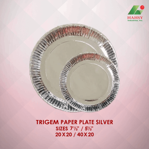 Trigem Paper Plate Silver 7.5 and 5.5 inches 20x20 and 40x20 Packs